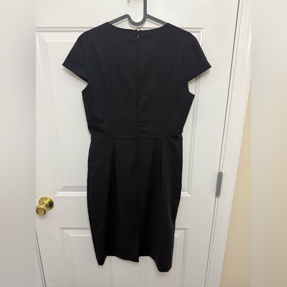 Chelsea28 Black Sheath Wool Blend Knee Length Dress Size 2 Pockets Office - Picture 6 of 9